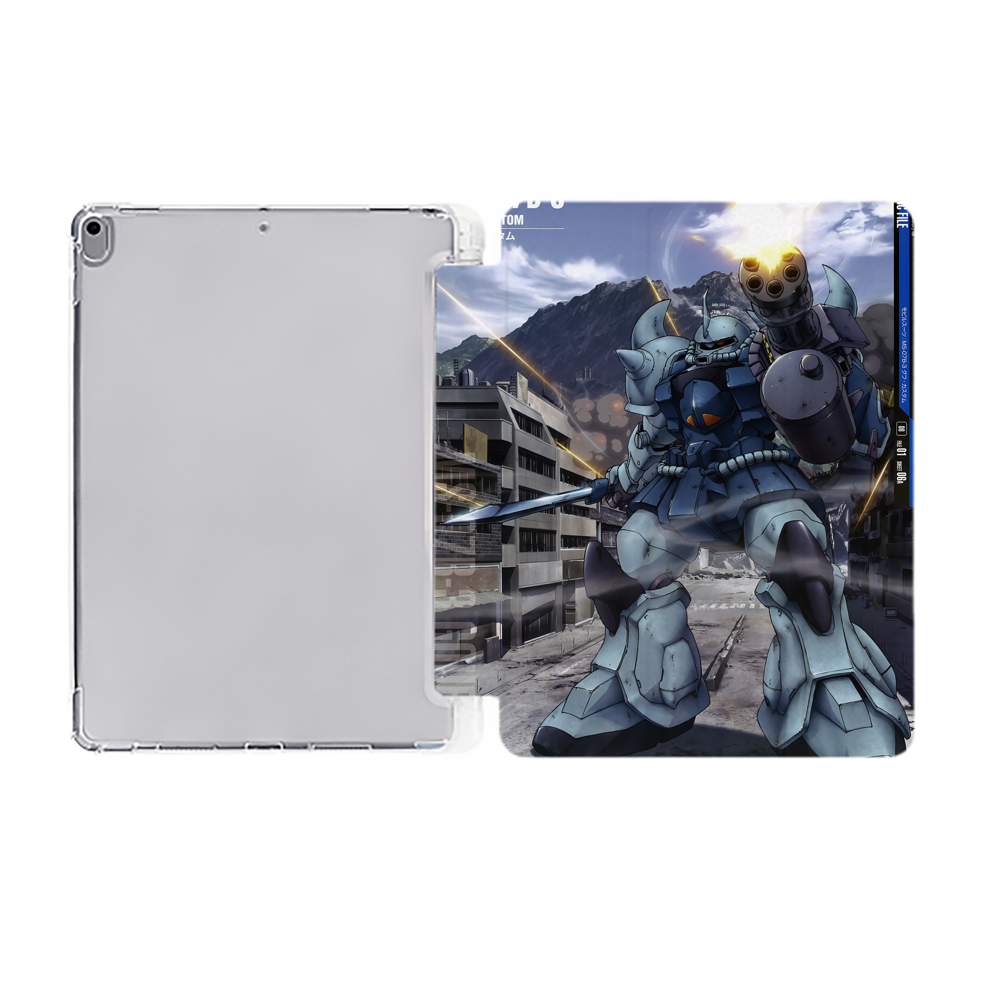 （画像用） 機動戦士ガンダム Mobile Suit Gundam IPad ケース ペン収納付き 三つ折りスタンド PUレザー×シリコン 対応機種9.5/10.5/10.9インチ